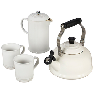 27oz Stoneware French Press & Mug Set White Product Image
