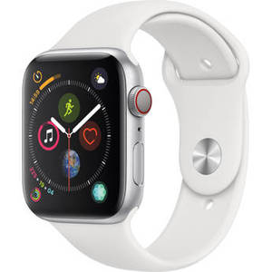 Watch Series 4 (GPS + Cellular, 44mm, Silver Aluminum, White Sport Band) Product Image