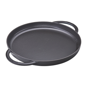 10" Cast Iron Round Double Handle Pure Griddle Pan Matte Black Product Image