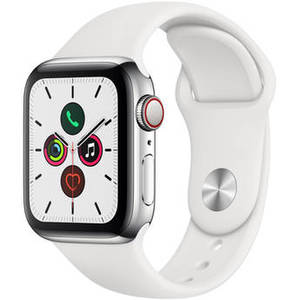 Watch Series 5 (GPS + Cell, 40mm, Stainless Steel, White Sport Band) Product Image