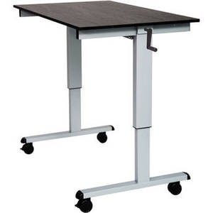 48" Crank Adjustable Stand-Up Desk (Black Oak Desk, Silver Frame) Product Image