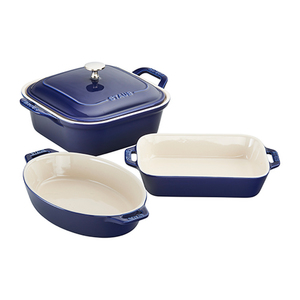 4pc Ceramic Baking Dish Set Dark Blue Product Image