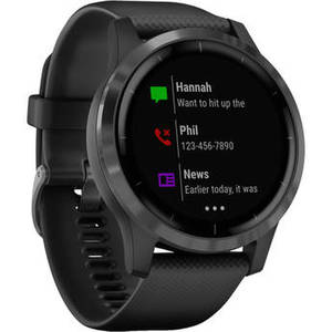 vivoactive 4 Smartwatch (45mm, Slate Stainless Steel Bezel/Black Case, Silicone Band) Product Image