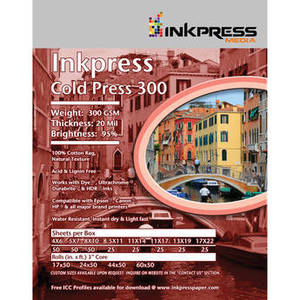 Cold Press 300 Archival Inkjet Paper (13 x 19", 25 Sheets) Product Image