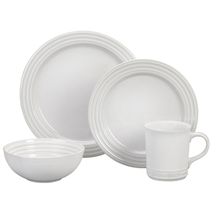 16pc Stoneware Dinnerware Set White Product Image