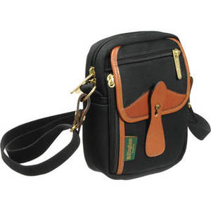 Stowaway Compact Shoulder Bag (Black/Tan Leather) Product Image