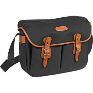 Hadley Large Canvas Shoulder Bag (Black with Tan Leather Trim) Product Image
