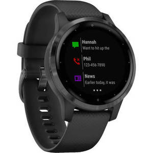 vivoactive 4S Smartwatch (40mm, Slate Stainless Steel Bezel/Black Case, Silicone Band) Product Image