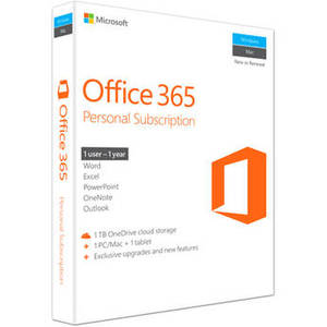 Office 365 Personal (PC or Mac License / 1-Year Subscription / Product Key Code / Boxed) Product Image