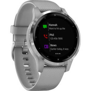 vivoactive 4S Smartwatch (40mm, Silver Stainless Steel Bezel/Powder Gray Case, Silicone Band) Product Image